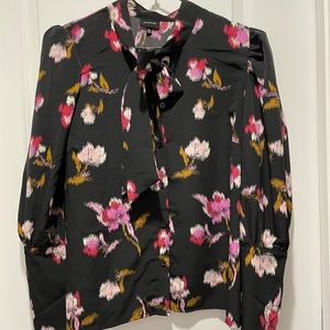 Who What Wear Puff Sleeve Floral Blouse - XL